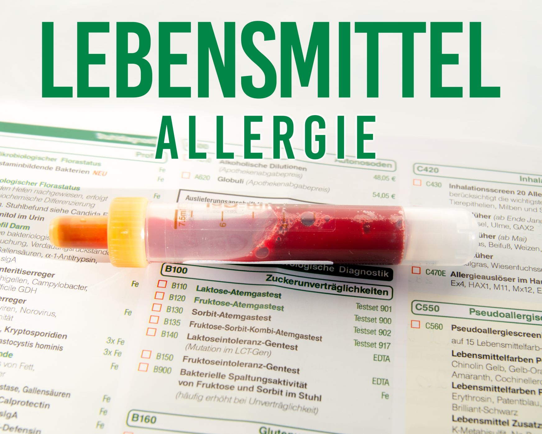 Lebensmittelallergie / Blutprobe im Blutröhrchen