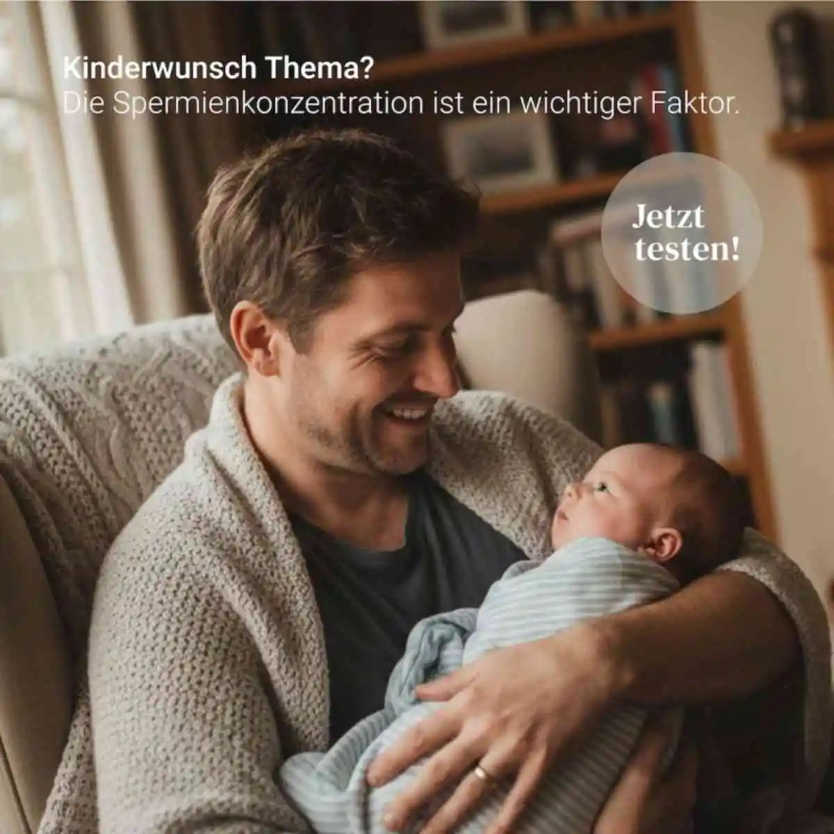 Mann mit Neugeborenem – die Spermienkonzentration ist ein wichtiger Faktor beim Kinderwunsch
