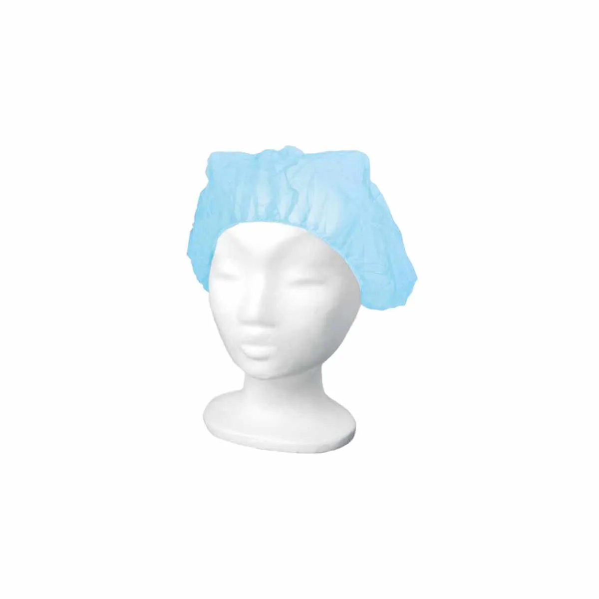 MaiMed Cap B Baretthaube in Blau aus Polypropylen-Vliesstoff mit elastischem Gummizug für Hygiene- und Reinraumbereiche.