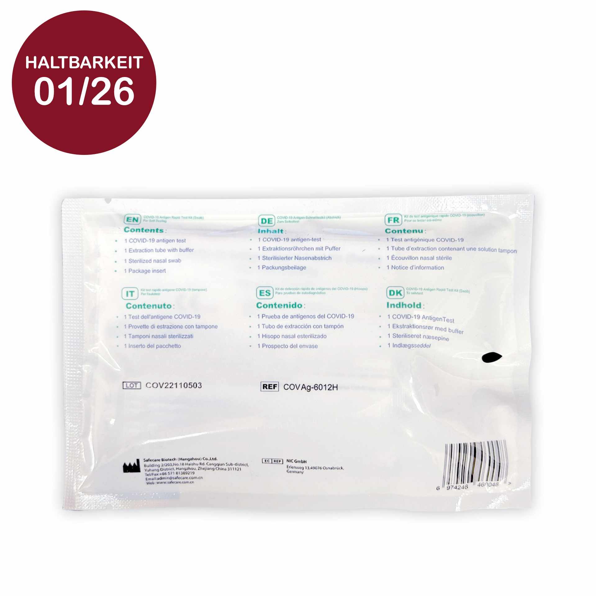 Safecare Corona Laientest 1er Softpack Rueckseite