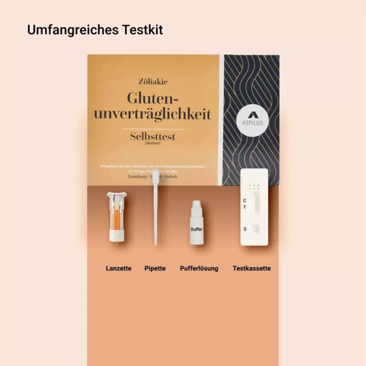 Lieferumfang des Glutenunverträglichkeit Selbsttests für Zuhause
