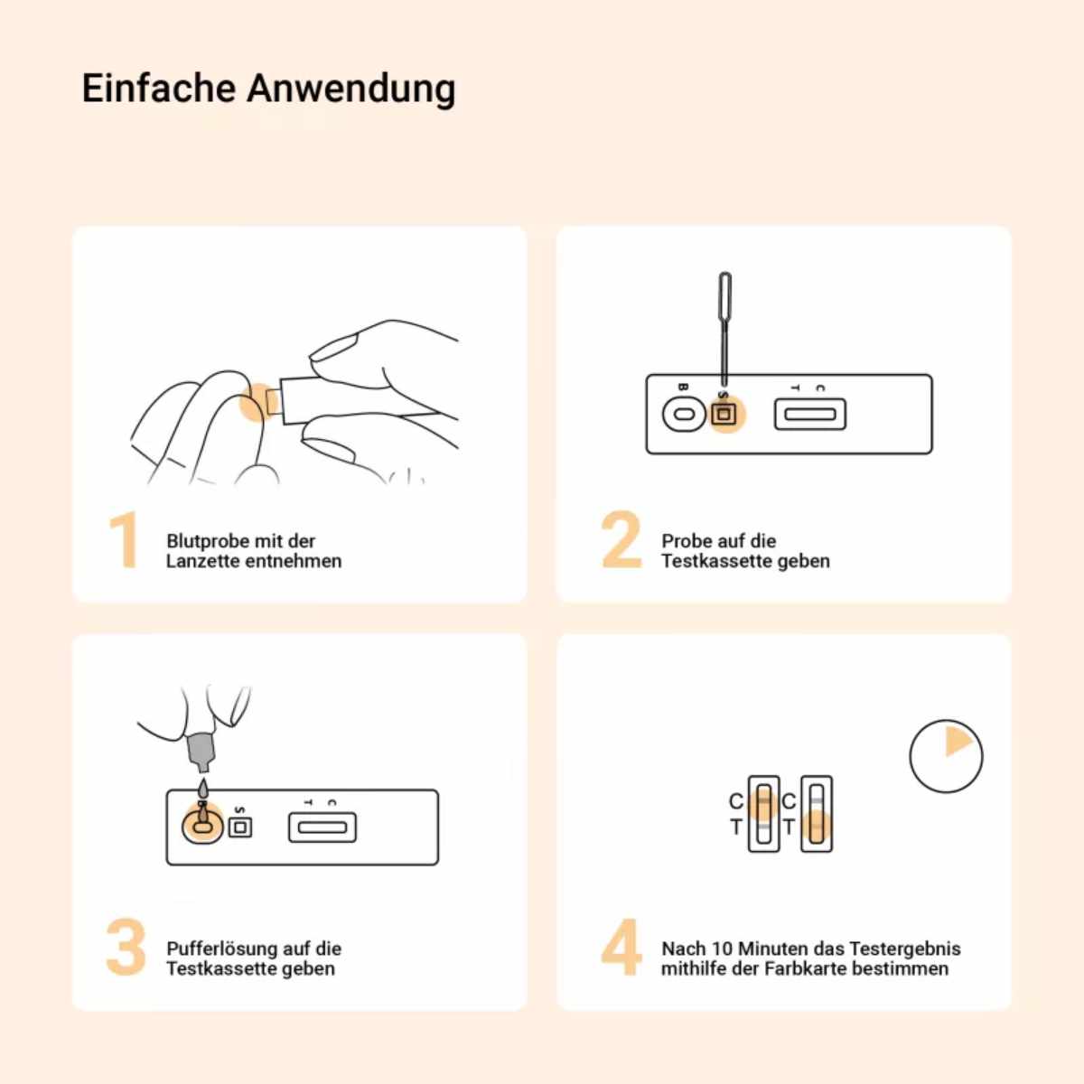 Schritt-für-Schritt-Anleitung zur Durchführung des Vitamin D Selbsttests mit Fingerblutprobe und Farbauswertung