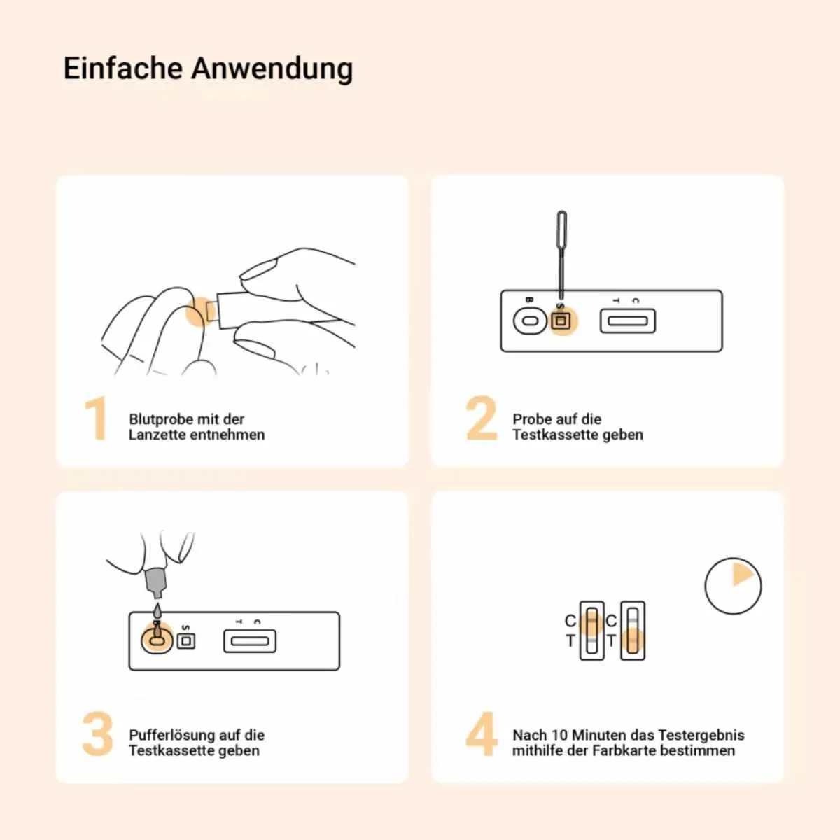 Schritt-für-Schritt-Anleitung zur Durchführung des Vitamin D Selbsttests mit Fingerblutprobe und Farbauswertung