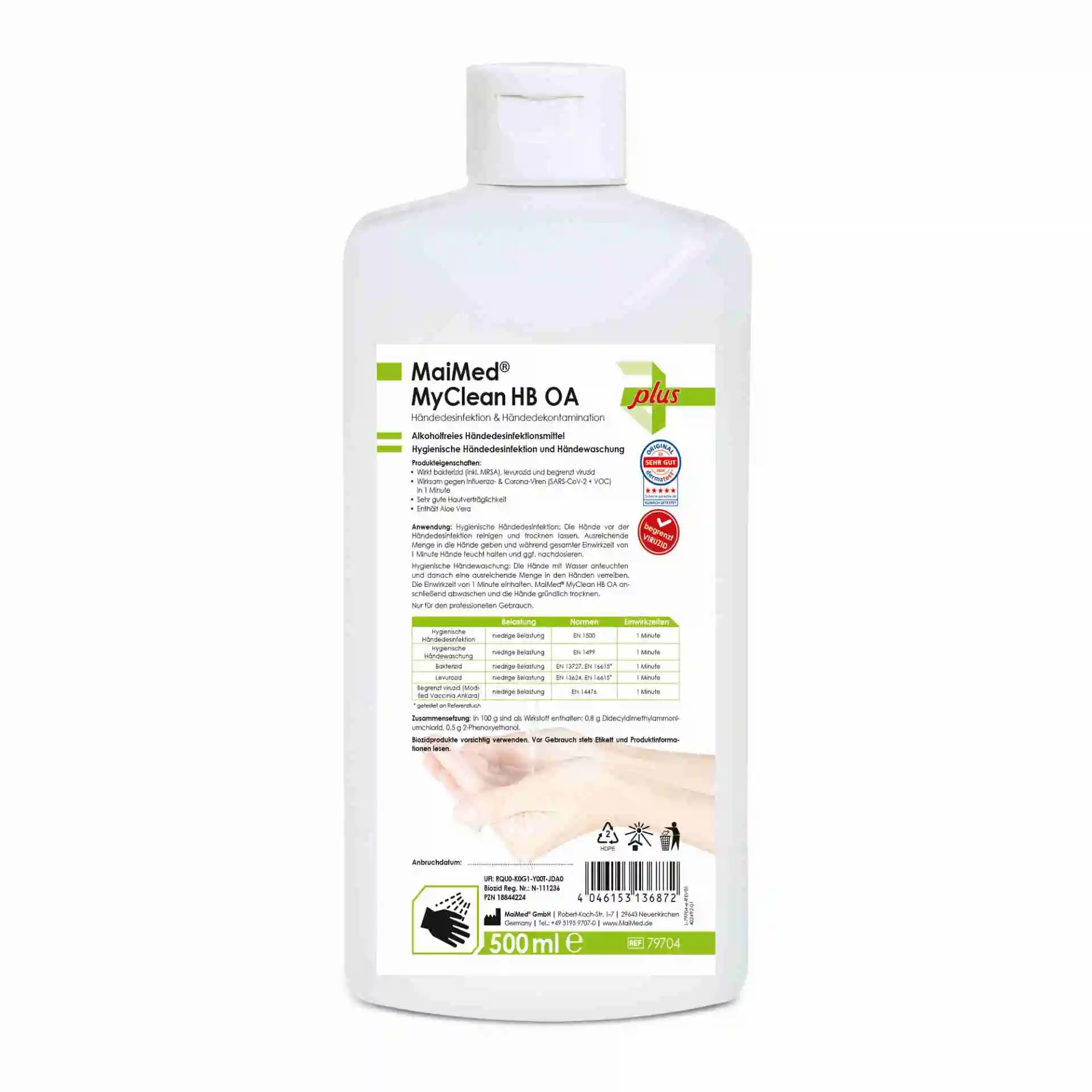 MaiMed® MyClean HB OA 500 ml – alkoholfreie Händedesinfektion mit Aloe Vera