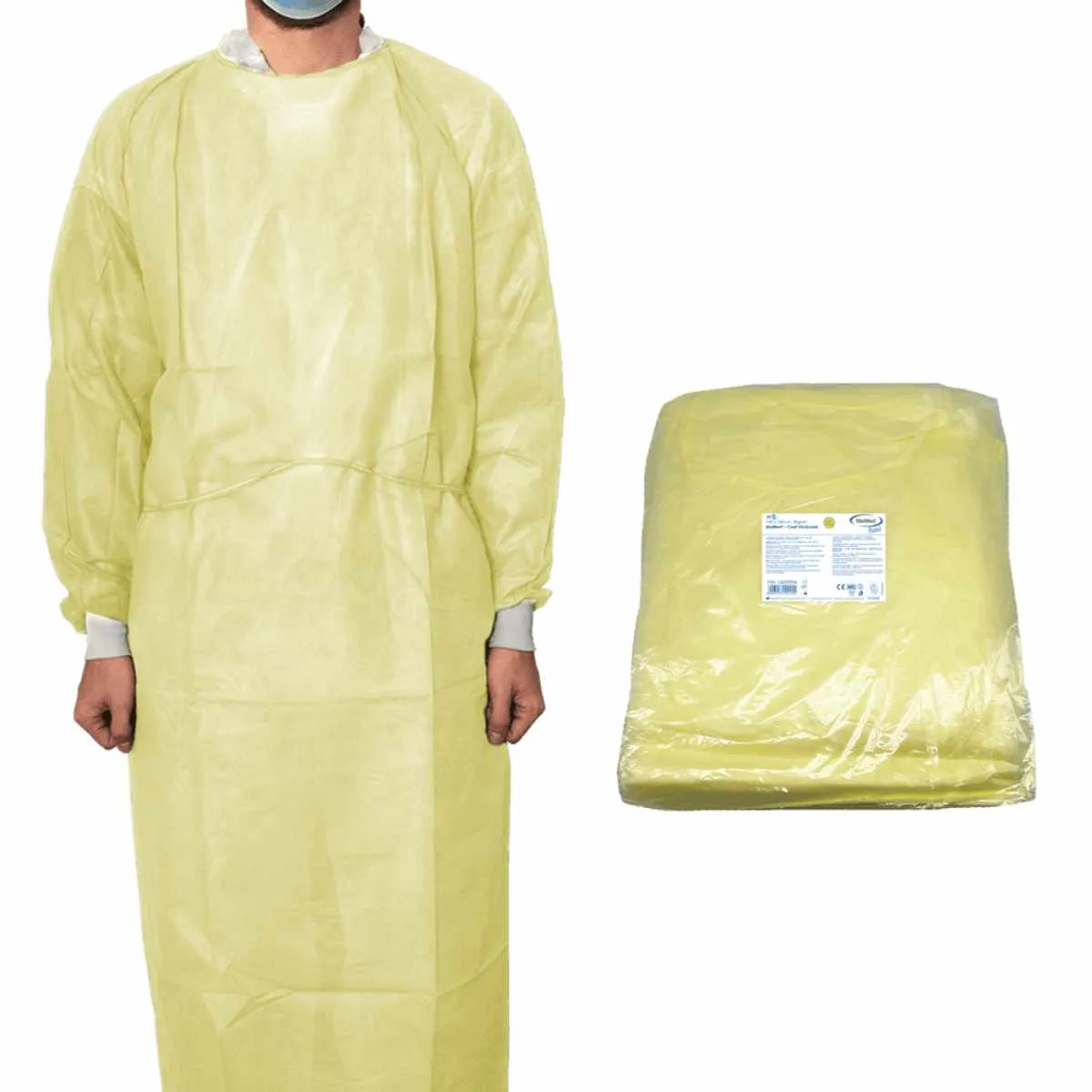 MaiMed® Coat ViruGuard virendichter Isolationskittel mit PE-beschichteter Vorderseite und Ärmeln für Klinik, Pflege und Infektionsschutz
