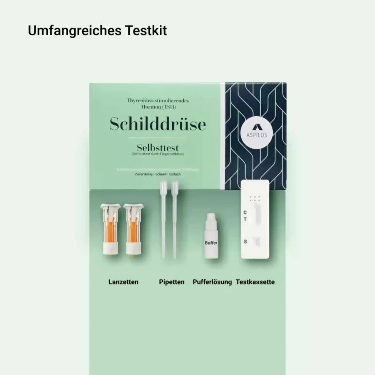 Lieferumfang des Schilddrüse (TSH) Selbsttests für Zuhause