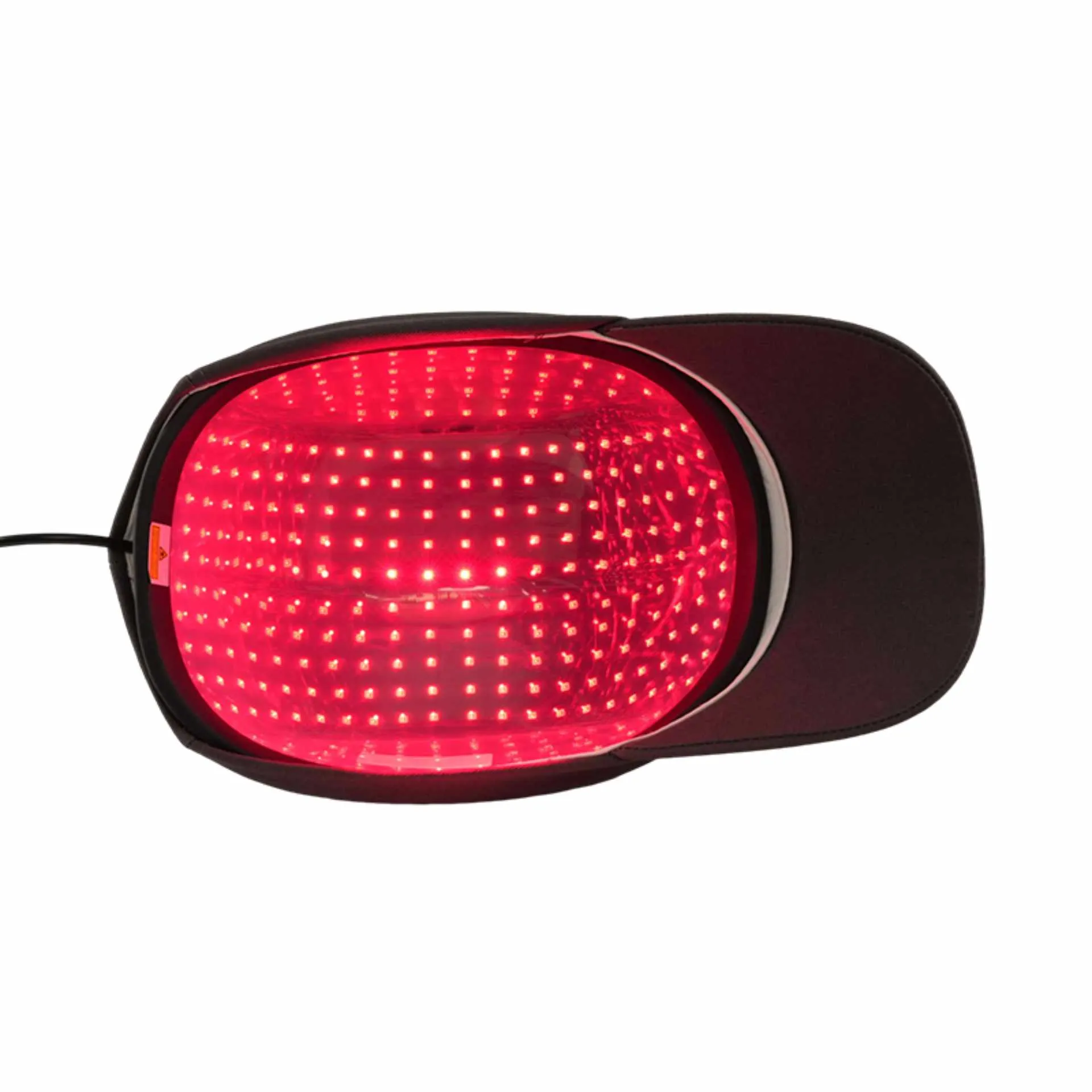 Unterseite der Laser Cap 272 mit aktivem Rotlicht