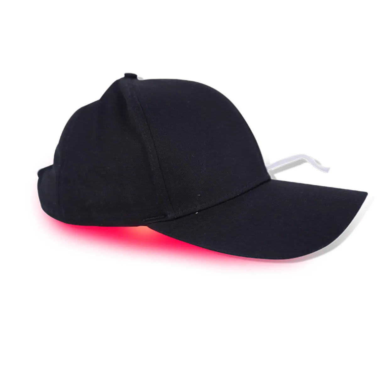 Schwarze Laser Cap 272 in Seitenansicht mit rotem Licht