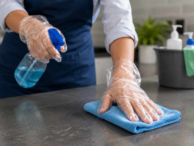 Transparente PE-Handschuhe für Reinigungsarbeiten