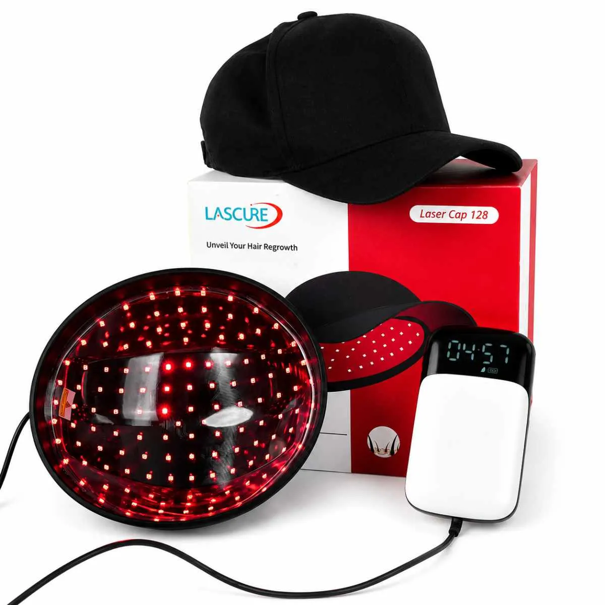 Laser Cap 128 Set mit Verpackung, Controller und aktiven roten LEDs