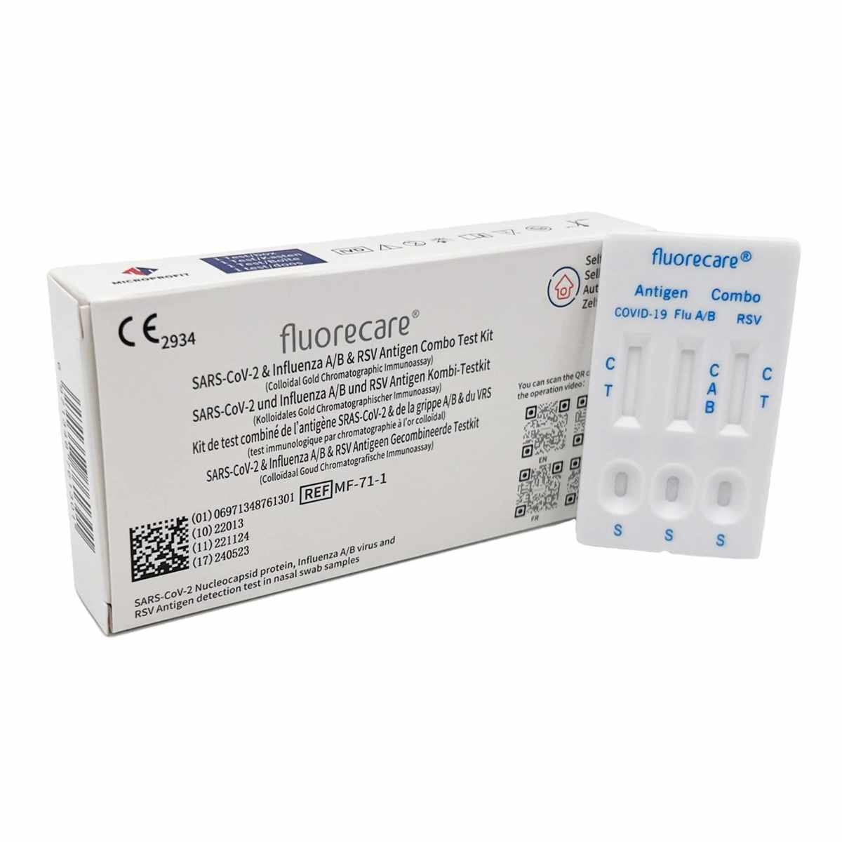Fluorecare 4in1 Kombitest Corona Influenza RSV – Verpackung des Antigen-Schnelltests für die Eigenanwendung