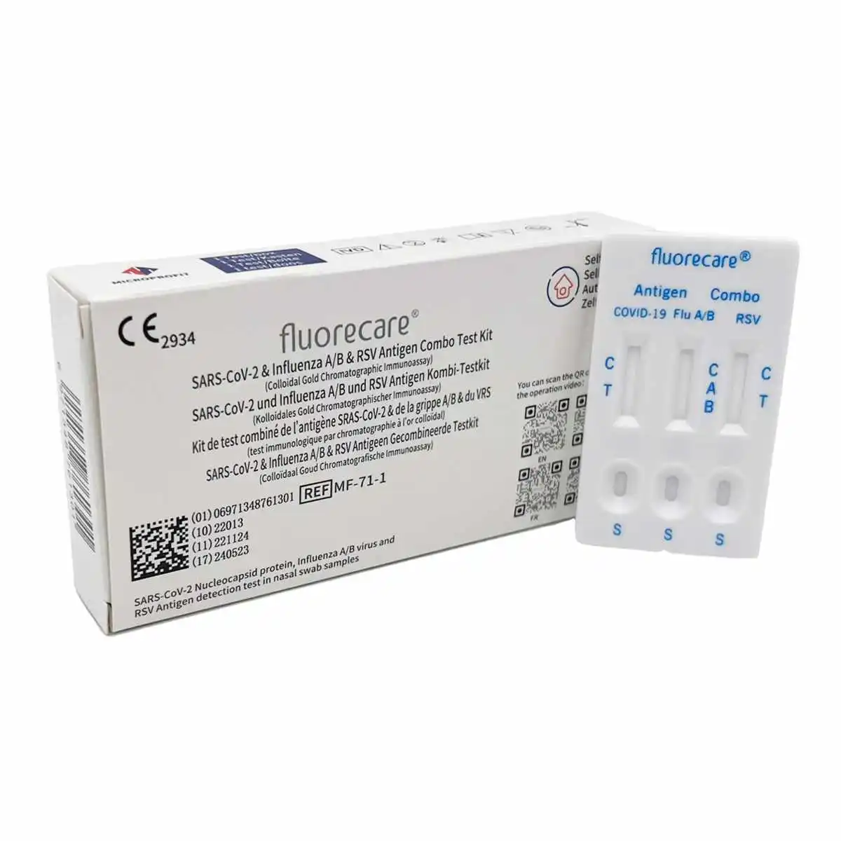Fluorecare 4in1 Kombitest Corona Influenza RSV – Verpackung des Antigen-Schnelltests für die Eigenanwendung