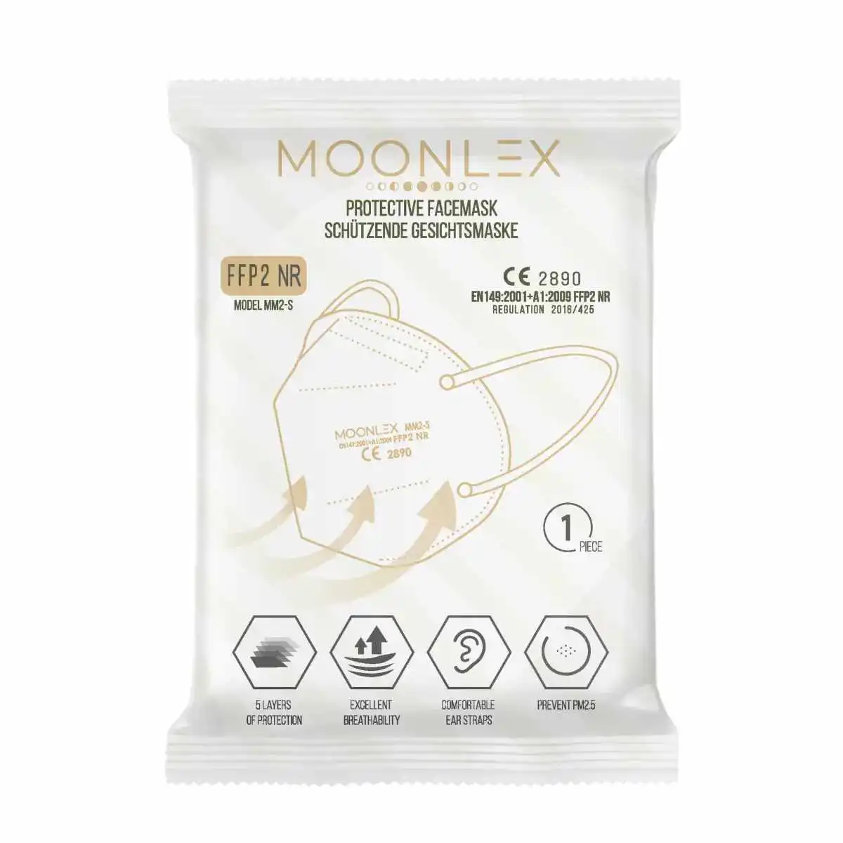 MOONLEX FFP2 Maske weiß einzeln hygienisch verpackt