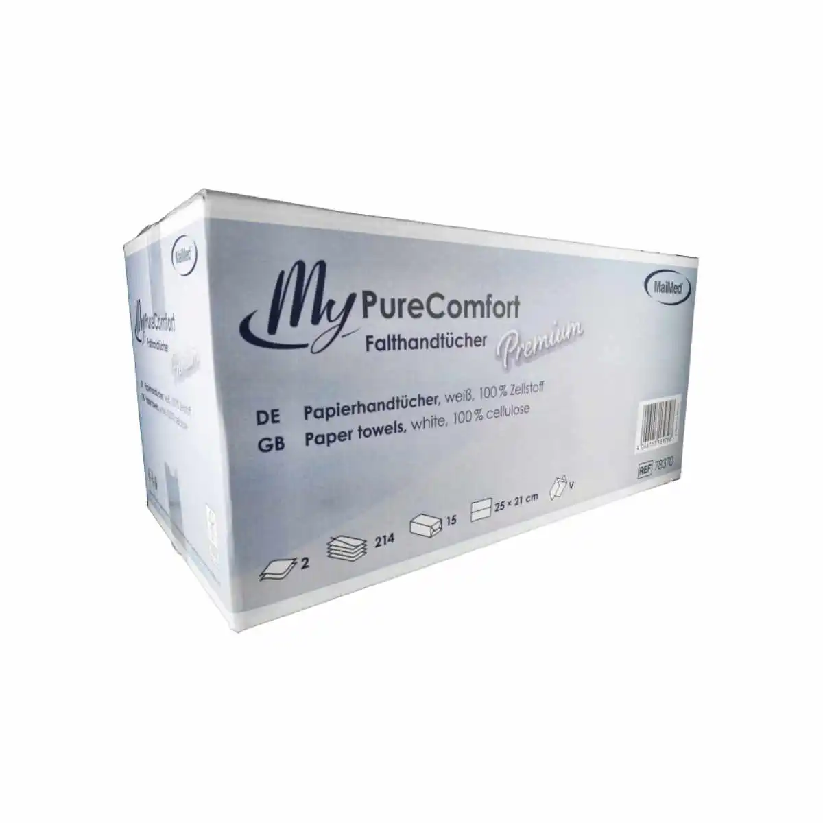 MaiMed® MyPureComfort Falthandtücher Premium 2-lagig mit V-Falz in der Spenderbox für Praxen, Kliniken, Pflegeeinrichtungen und Sanitärbereiche
