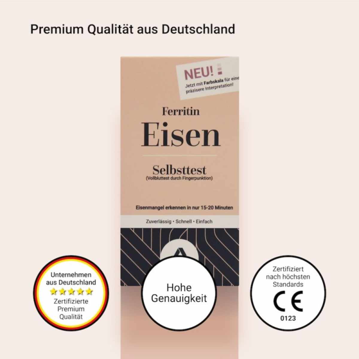 Semiquantitativer Ferritin Eisen Selbsttest mit hoher Genauigkeit, CE-Kennzeichnung und Qualitätsstandards für die Anwendung zuhause