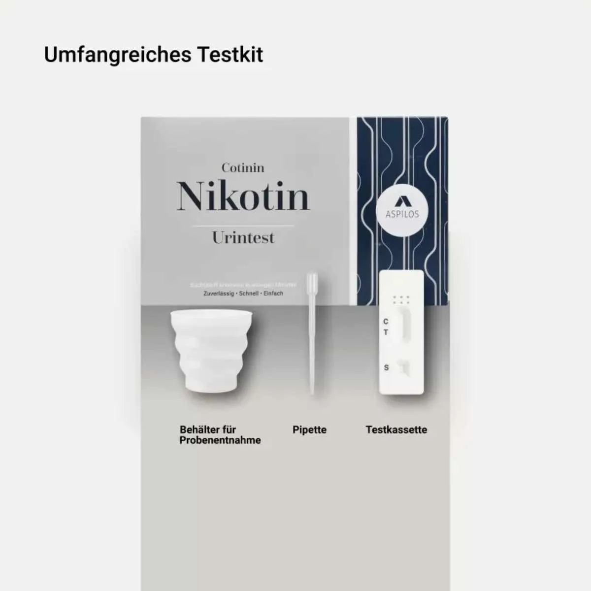 Lieferumfang des Nikotin (Cotinin) Selbsttests für Zuhause