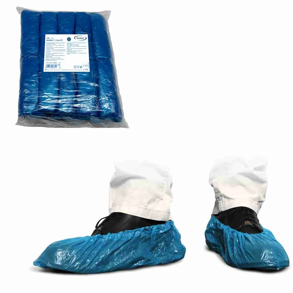 MaiMed Cover PE Einweg-Schuhüberzieher mit Verpackungseinheit für den zuverlässigen Schutz vor Schmutz und Feuchtigkeit in sensiblen Hygienebereichen.