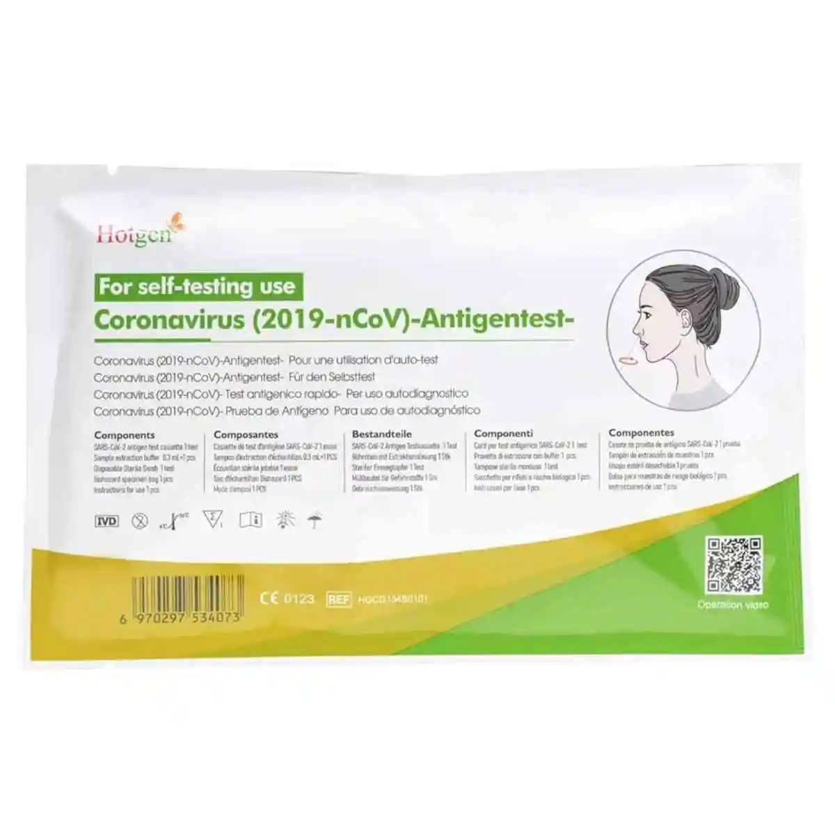 Hotgen Corona Schnelltest – Verpackung des CE-zertifizierten SARS-CoV-2 Antigen Laientests