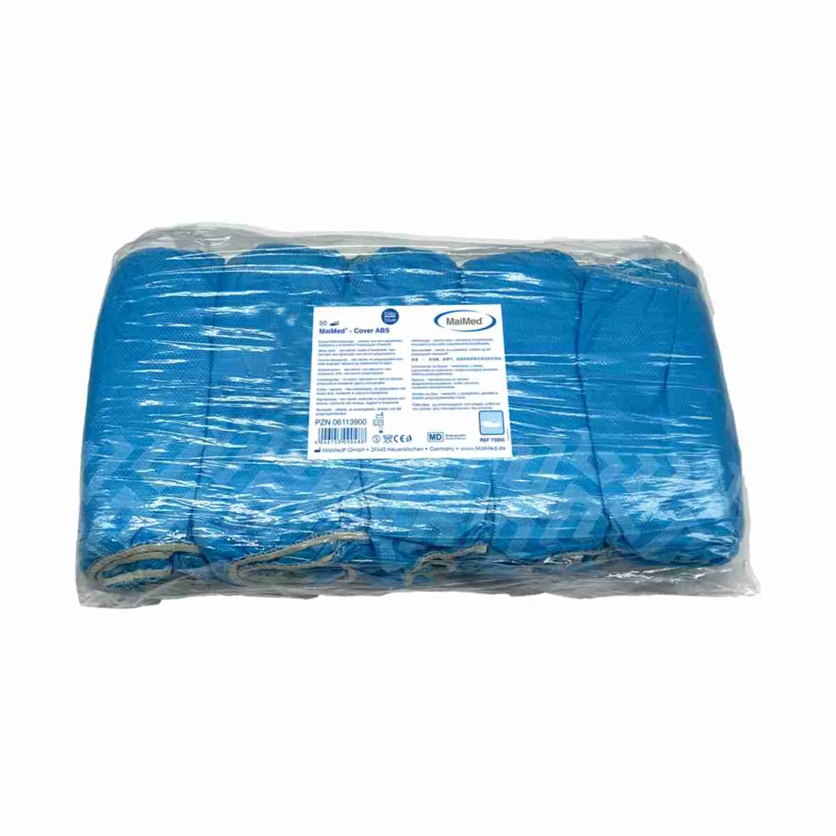 MaiMed Cover ABS Schuhüberzieher Blau, 50 Stück pro Beutel, mit rutschhemmender ABS-Beschichtung für hygienische Arbeitsumgebungen.