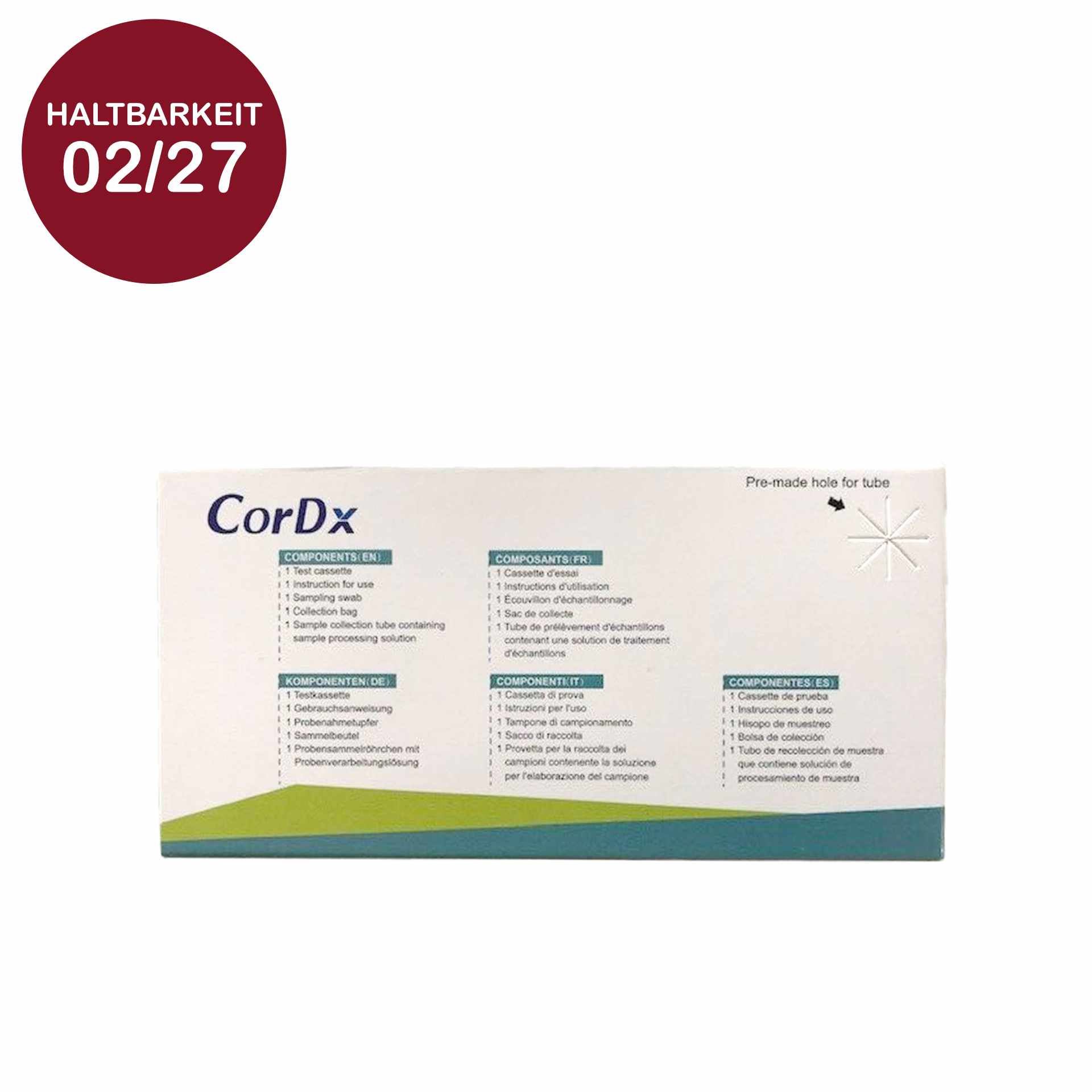CorDx 1er-Combo Selbsttest Packung Rueckseite
