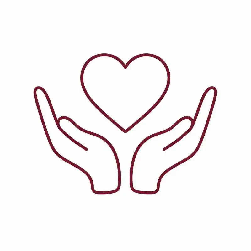 Fürsorge und Patientenbetreuung – schützende Hände mit Herz Symbol