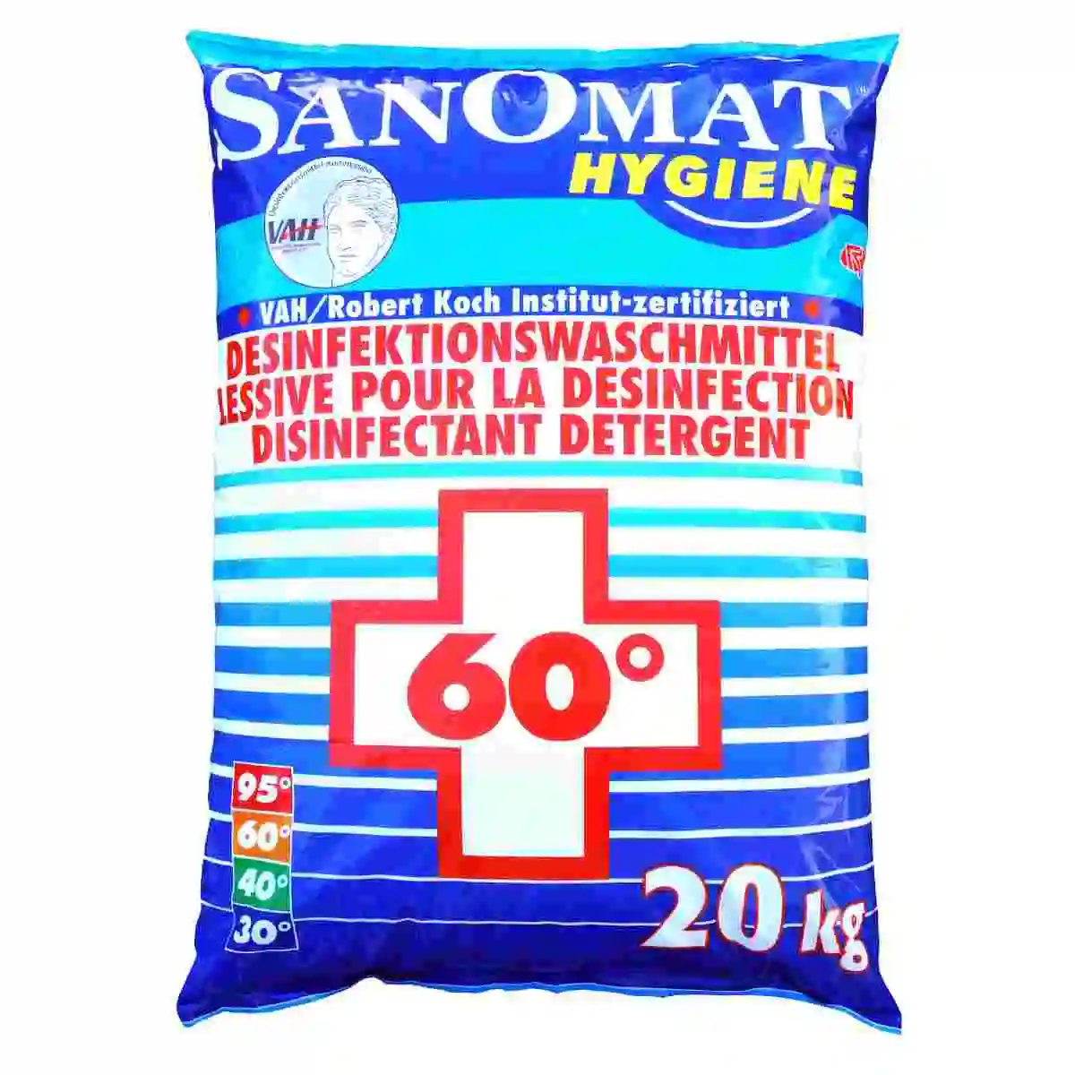 Sanomat Hygiene Desinfektionswaschmittel 20 kg für die desinfizierende Wäscheaufbereitung in Pflege und Gesundheitswesen