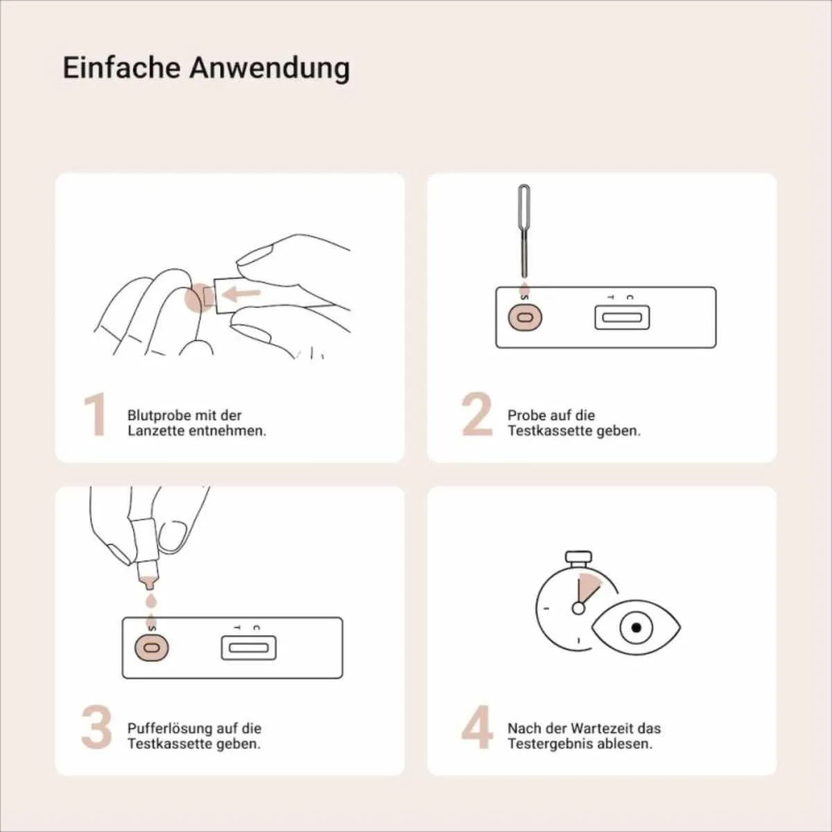 Schritt-für-Schritt-Anleitung zur Durchführung des Ferritin Eisen Selbsttests mit Fingerblutprobe