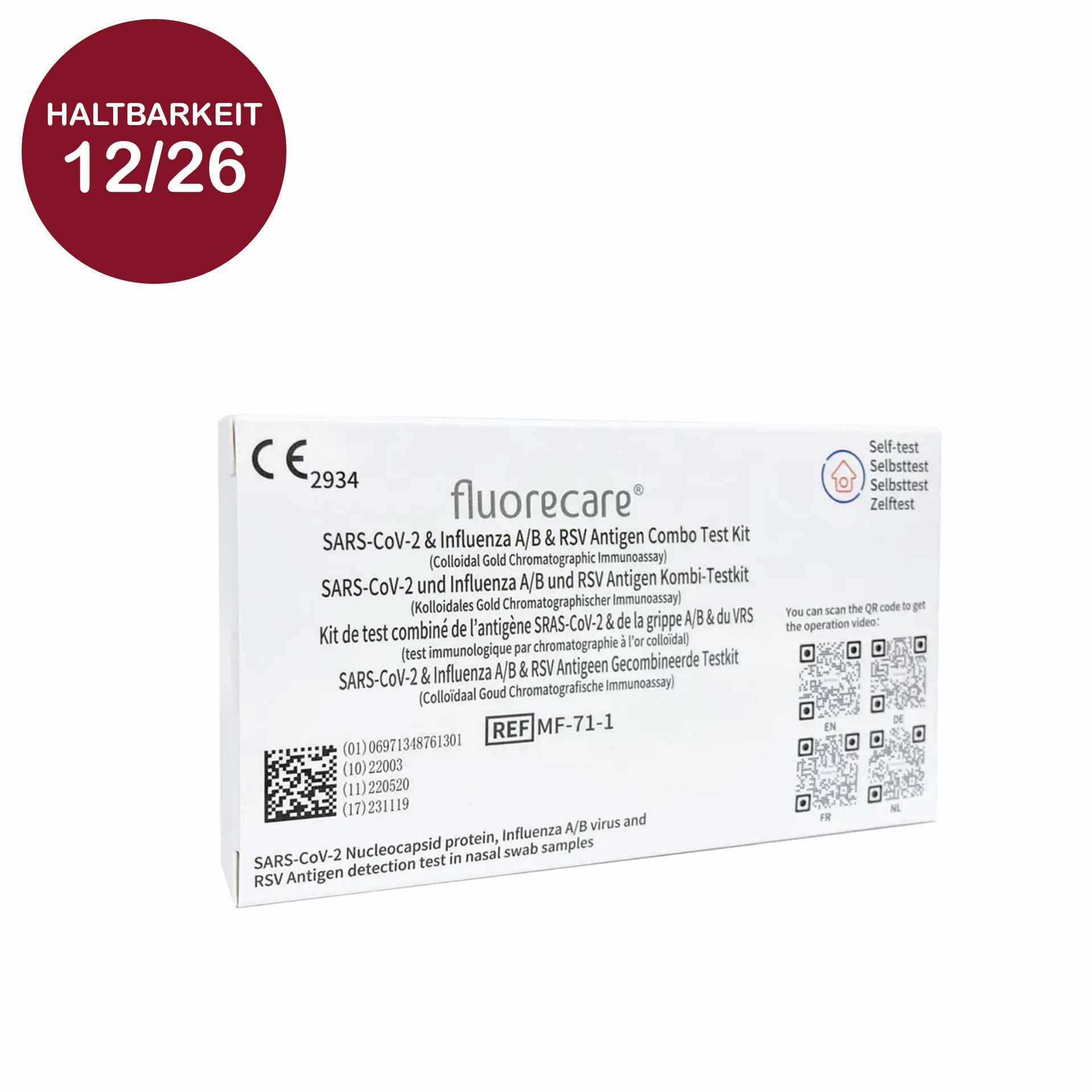 Fluorecare Combotest 1er-Selbsttest Packung