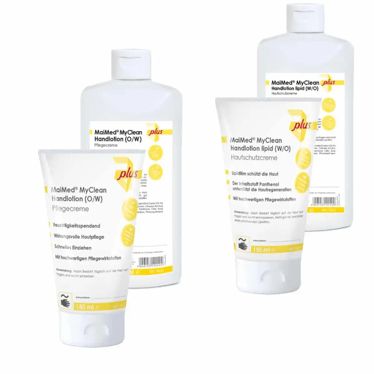 MaiMed MyClean Handlotion O/W Pflegecreme und Handlotion lipid W/O Hautschutzcreme für beanspruchte Hände