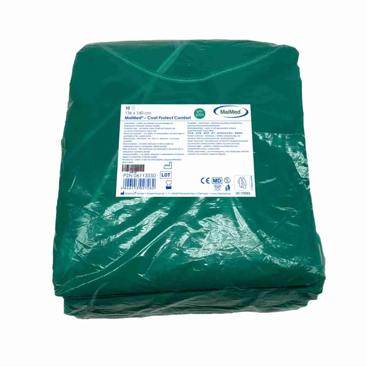 MaiMed® Coat Protect Comfort Schutzkittel aus PP-Vliesstoff mit Baumwollbündchen im 10er Pack