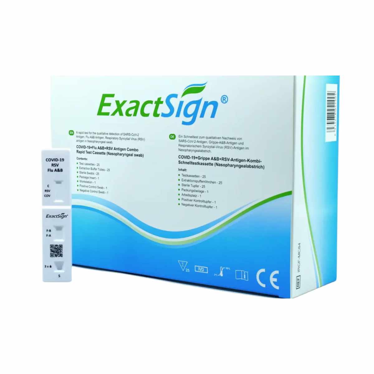 ExactSign 4in1 Profi Kombitest – Verpackung des Schnelltests für Corona, Influenza A, Influenza B und RSV
