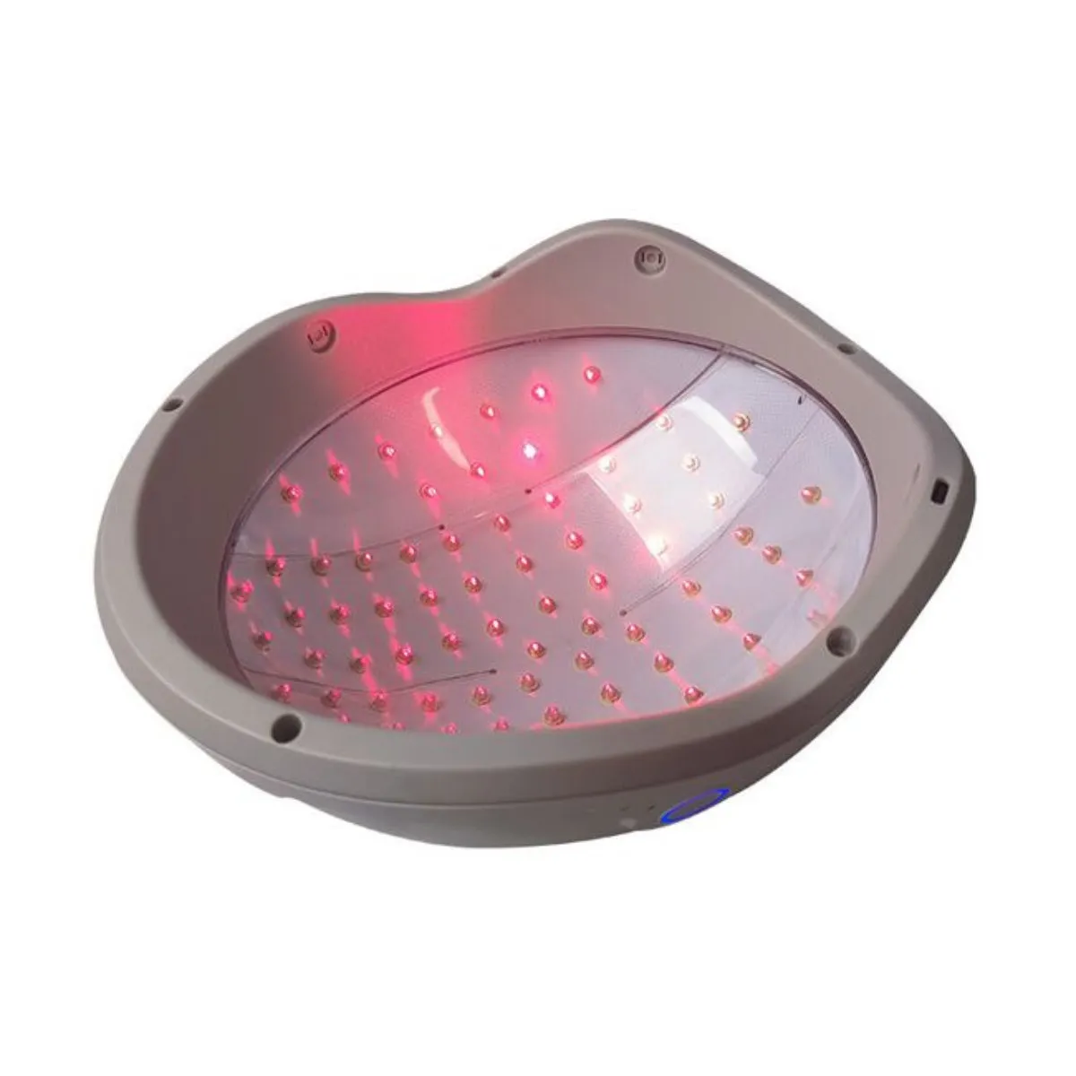 Innenansicht des Laser Helms mit aktivem Rotlicht