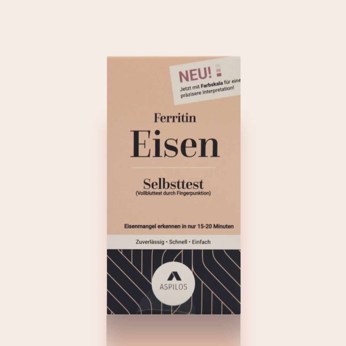 Semiquantitativer Ferritin Eisen Selbsttest mit Farbskala zur genaueren Einschätzung der Eisenspeicher bei Verdacht auf Eisenmangel