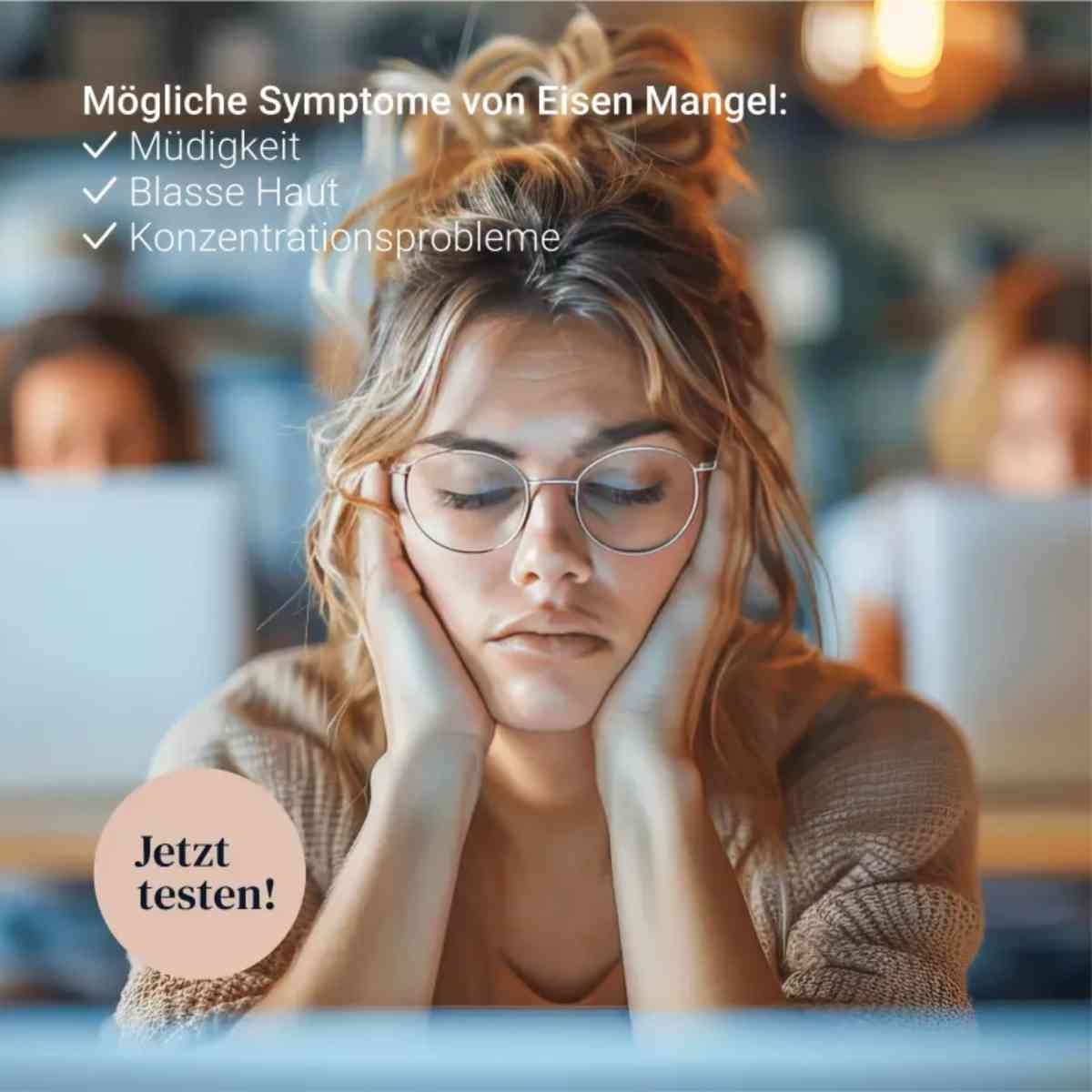 Typische Symptome eines Eisenmangels wie Müdigkeit, blasse Haut und Konzentrationsprobleme als Orientierung für einen Ferritin Selbsttest